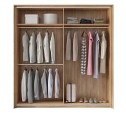 Arte Century Sliding Door Wardrobe W2280mm H2400mm D640mm - Oak Monastery Finish With Reflective Elegance - thumbnail 2