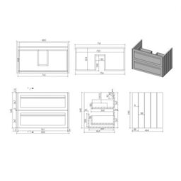 Royal Bathrooms Royal Bathroom Elmore 800mm Matt Green Wall Mounted Bathroom Vanity Unit 2 Drawer Plain White Worktop With Cube Basin - thumbnail 8