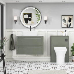 Royal Bathrooms Royal Bathroom Elmore 800mm Matt Green Wall Mounted Bathroom Vanity Unit 2 Drawer Plain White Worktop With Cube Basin - thumbnail 5