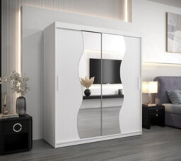 Arte Madrid Contemporary 2 Mirrored Sliding Door Wardrobe 9 Shelves 2 Rails White Matt (H)2000mm (W)1800mm (D)620mm - thumbnail 2