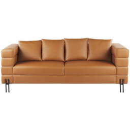 Beliani Sofa 3 Seater Granna Faux Leather Brown - thumbnail 1
