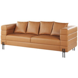 Beliani Sofa 3 Seater Granna Faux Leather Brown - thumbnail 4