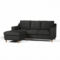 Furnishings For Less UK Baxter Fabric L Shaped 3 Seater Corner Sofa With Chaise Charcoal Left Hand Facing - thumbnail 1