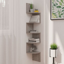 Berkfield Wall Corner Shelf Concrete Grey 19X19X123 Cm Engineered Wood - thumbnail 1