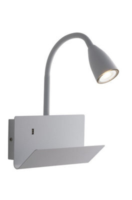 Luminosa Lighting Luminosa Gulp Flexible Arm Reading Usb Wall Lamp Shelf, White, Gu10