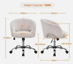 Comfy Desk Chair Adjustable Swivel Office Chair Vanity Chair For Home Office - thumbnail 3