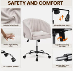Comfy Desk Chair Adjustable Swivel Office Chair Vanity Chair For Home Office - thumbnail 8
