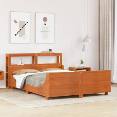 Berkfield Bed Frame Without Mattress Wax Brown 140X200 Cm Solid Wood Pine - image 1