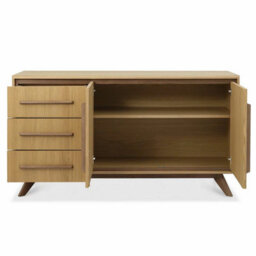 Xample Bentley Designs Kristen Light Oak Large Sideboard, Weathered Oak Finish, 3 Soft Close Drawers, 2 Cupboards, Adjustable Shelves - thumbnail 5