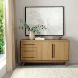 Xample Bentley Designs Kristen Light Oak Large Sideboard, Weathered Oak Finish, 3 Soft Close Drawers, 2 Cupboards, Adjustable Shelves - thumbnail 1