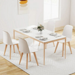 Armless Kitchen Chairs White Modern Dining Chairs Set Of 2 - thumbnail 4