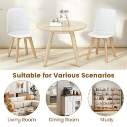 Armless Kitchen Chairs White Modern Dining Chairs Set Of 2 - thumbnail 6