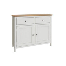FWSTYLE 2 Door 2 Drawer Oak Sideboard Ready Assembled Cream Linen - thumbnail 7