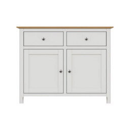 FWSTYLE 2 Door 2 Drawer Oak Sideboard Ready Assembled Cream Linen - thumbnail 6