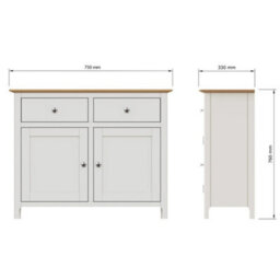 FWSTYLE 2 Door 2 Drawer Oak Sideboard Ready Assembled Cream Linen - thumbnail 9