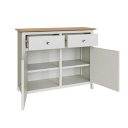 FWSTYLE 2 Door 2 Drawer Oak Sideboard Ready Assembled Cream Linen - thumbnail 8