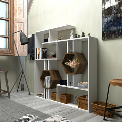Decorotika Tamara Bookcase Shelving Unit White & Walnut - image 1