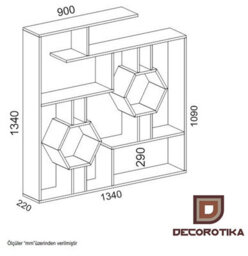 Decorotika Tamara Bookcase Shelving Unit White & Walnut - thumbnail 3