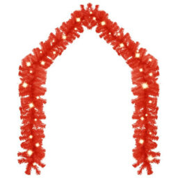 Berkfield Christmas Garland With Led Lights 20 M Red - thumbnail 2