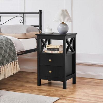 Yaheetech Nightstand End Table With 2 Drawer For Living Room Bedroom Black - image 1