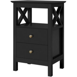 Yaheetech Nightstand End Table With 2 Drawer For Living Room Bedroom Black - thumbnail 2