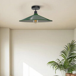 2 Pack Semi Flush Ceiling Light Metal 40Cm Green Lamp Shade E27 Base Ceiling Lights For Bedroom Dining Room Kitchen With Bulb - thumbnail 2