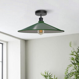 2 Pack Semi Flush Ceiling Light Metal 40Cm Green Lamp Shade E27 Base Ceiling Lights For Bedroom Dining Room Kitchen With Bulb - thumbnail 4