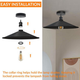 2 Pack Semi Flush Ceiling Light Metal 40Cm Green Lamp Shade E27 Base Ceiling Lights For Bedroom Dining Room Kitchen With Bulb - thumbnail 6