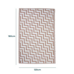 Jack Stonehouse Outdoor Plastic Rug Wool-Look Anti-Slip Durable Garden Patio Conservatory Carpet Mat - Rust Zigzag - thumbnail 2