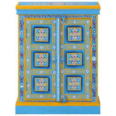 Berkfield Durable Sideboard Solid Mango Wood Turquoise Hand Painted - image 1