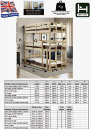 Strictly Beds And Bunks Pandora Heavy Duty Triple Sleeper Pine Bunk Bed, 2Ft 6 Single - thumbnail 2