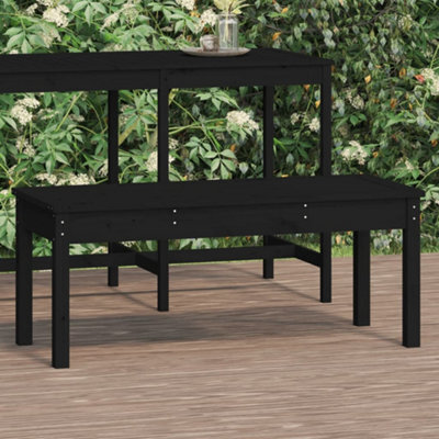 Vidaxl Garden Bench Black 109X44X45 Cm Solid Wood Pine Garden Benches - image 1