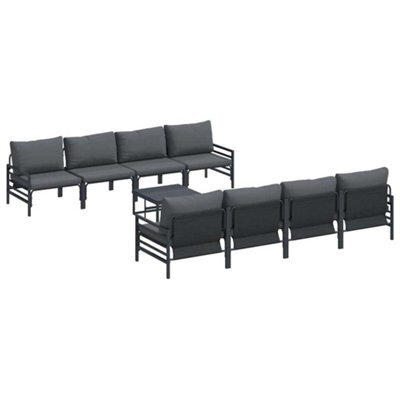 Berkfield Modern Garden Sofa Set With Cushion 9 Pcs Anthracite Steel & Fabric