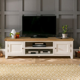 The Furniture Market Cheshire Cream Painted Large Widescreen Tv Unit Up To 80 Tv Size
