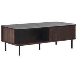 Wyld And Coco Rustic Dark Brown Coffee Table 120 X 60 Cm With Sliding Doors And Storage - thumbnail 4