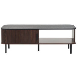 Wyld And Coco Rustic Dark Brown Coffee Table 120 X 60 Cm With Sliding Doors And Storage - thumbnail 1