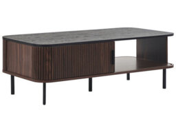 Wyld And Coco Rustic Dark Brown Coffee Table 120 X 60 Cm With Sliding Doors And Storage - thumbnail 3