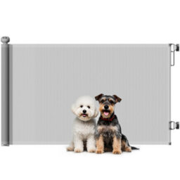 Pawhut Retractable Stair Gate, Dog Gate Extends Up To 140 Cm Wide, Grey - thumbnail 2
