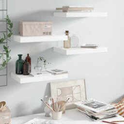 Berkfield Floating Wall Shelves 4 Pcs High Gloss White 40X23X3.8 Cm Mdf - thumbnail 1
