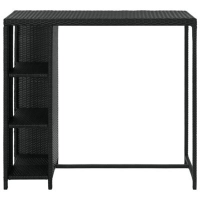 Berkfield Durable Bar Table With Storage Rack Black 120X60X110 Cm Poly Rattan - image 1
