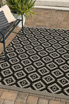 Melrose Eden Genesis Black Indoor Outdoor Large Area Rug 3mm Pile Height - 160/230Cm - image 1