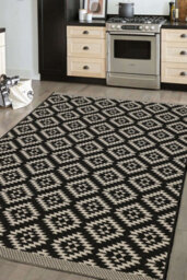 Melrose Eden Genesis Black Indoor Outdoor Large Area Rug 3mm Pile Height - 160/230Cm - thumbnail 4