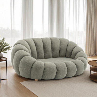 Teddy Boucle Fabric Sage Green Mirielle 2 Seat Accent Chair - image 1