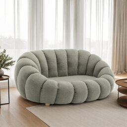 Teddy Boucle Fabric Sage Green Mirielle 2 Seat Accent Chair - thumbnail 1