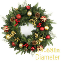 Amorly Christmas Wreath Pre-Lit 19.68 Inch With Light, Artificial Christmas Wreaths For Front Door, Wreath For Christmas Decoration - thumbnail 2
