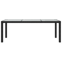 Berkfield Garden Table Black 190X90X75 Cm Tempered Glass And Poly Rattan - thumbnail 3