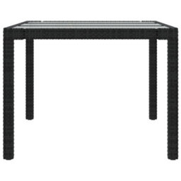 Berkfield Garden Table Black 190X90X75 Cm Tempered Glass And Poly Rattan - thumbnail 4