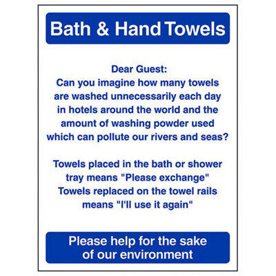V Safety Bath & Hand Towels Bathroom Guest Sign - Adhesive Vinyl 150X200mm (X3) - image 1