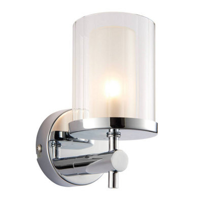 Luminosa Lighting Luminosa Britton 1 Light Bathroom Wall Light Chrome Ip44 With Clear Rippled Glass, G9 - image 1