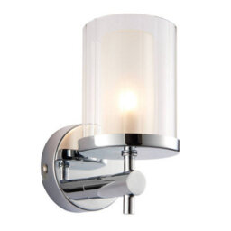 Luminosa Lighting Luminosa Britton 1 Light Bathroom Wall Light Chrome Ip44 With Clear Rippled Glass, G9 - thumbnail 1